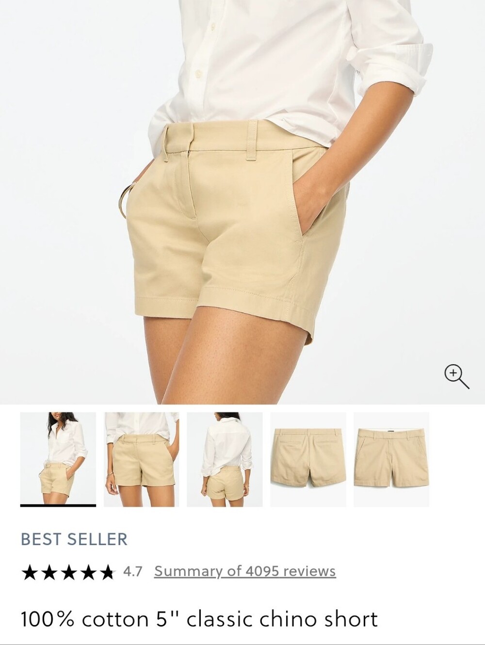 J. Crew Factory Women's Classic Chino Bermuda Shorts in Khaki